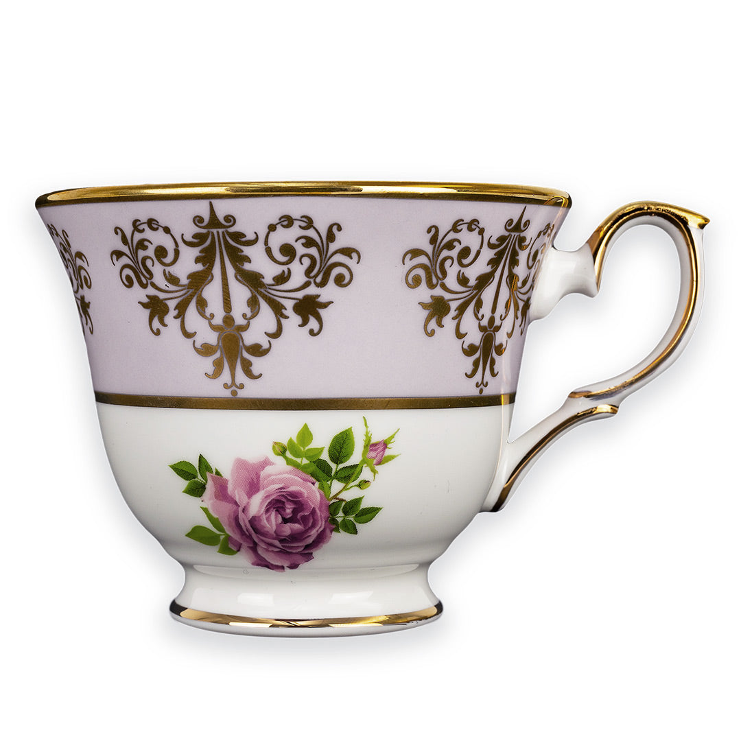 Princess Vintage Style Bone China Teacup Set Lilac | Pink Cabbage Rose