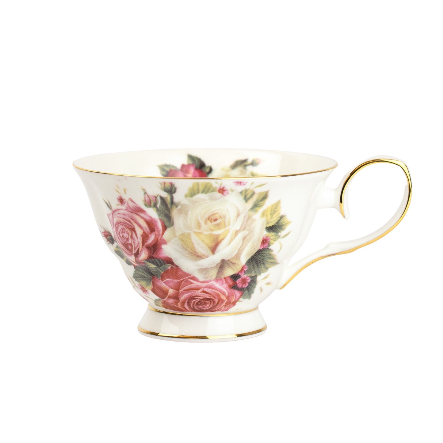 Cabbage Roses Vintage Style Teacup and Saucer